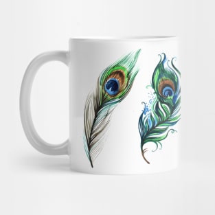 Peacock Feather Hand Drawn Mug